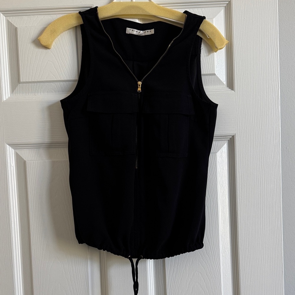 Trina Turk Black Zip-Front Tank Top